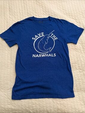 Crazy Dog T-Shirts Blue "Save the Narwhals" Short Sleeve Tee